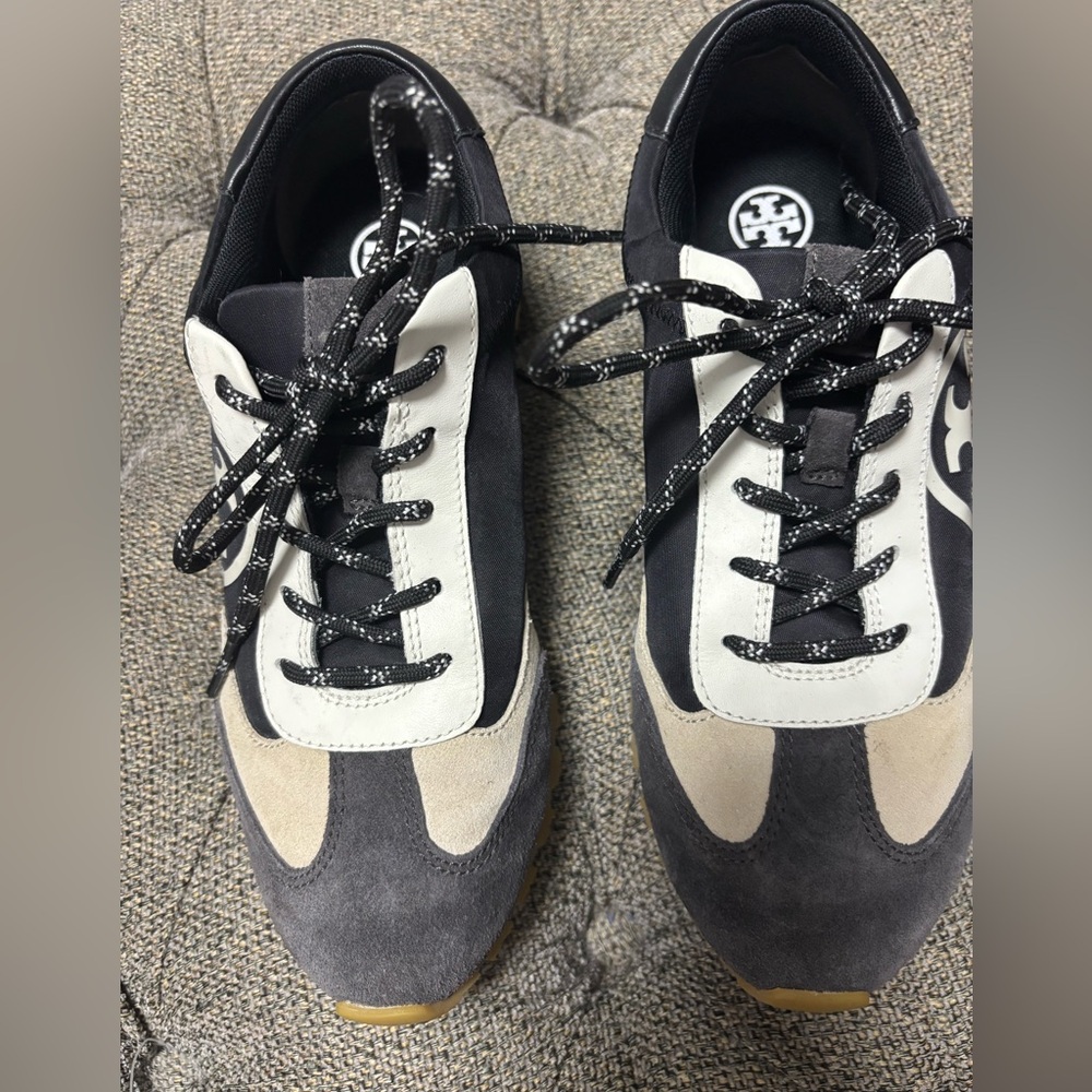 Tory Burch Vintage Nylon Training Sneaker black/ beige/grey size 6,5